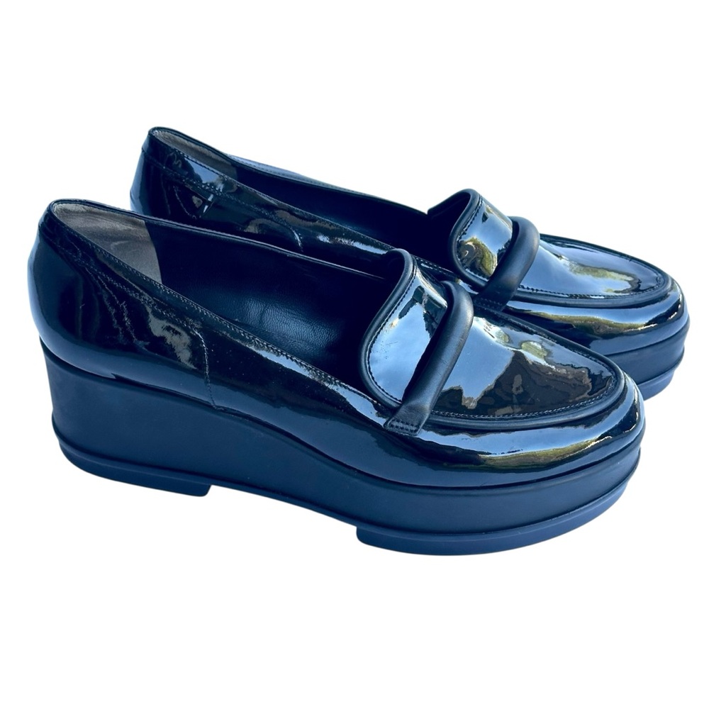 Robert Clergerie Shiny Black Patent Platform Yokolej Platform Loafers size 40